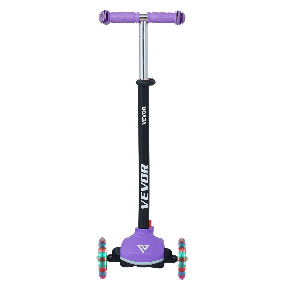 VEVOR Patinete 3 Ruedas, para Niños de 3 Años en Adelante, Ruedas Iluminadas, Manillar de Altura Ajustable, Base Antideslizante y Cuadro de Aluminio Ligero, hasta 75 kg, Morado, 520 x 250 x 800 mm