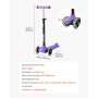 VEVOR Patinete 3 Ruedas, para Niños de 3 Años en Adelante, Ruedas Iluminadas, Manillar de Altura Ajustable, Base Antideslizante y Cuadro de Aluminio Ligero, hasta 75 kg, Morado, 520 x 250 x 800 mm