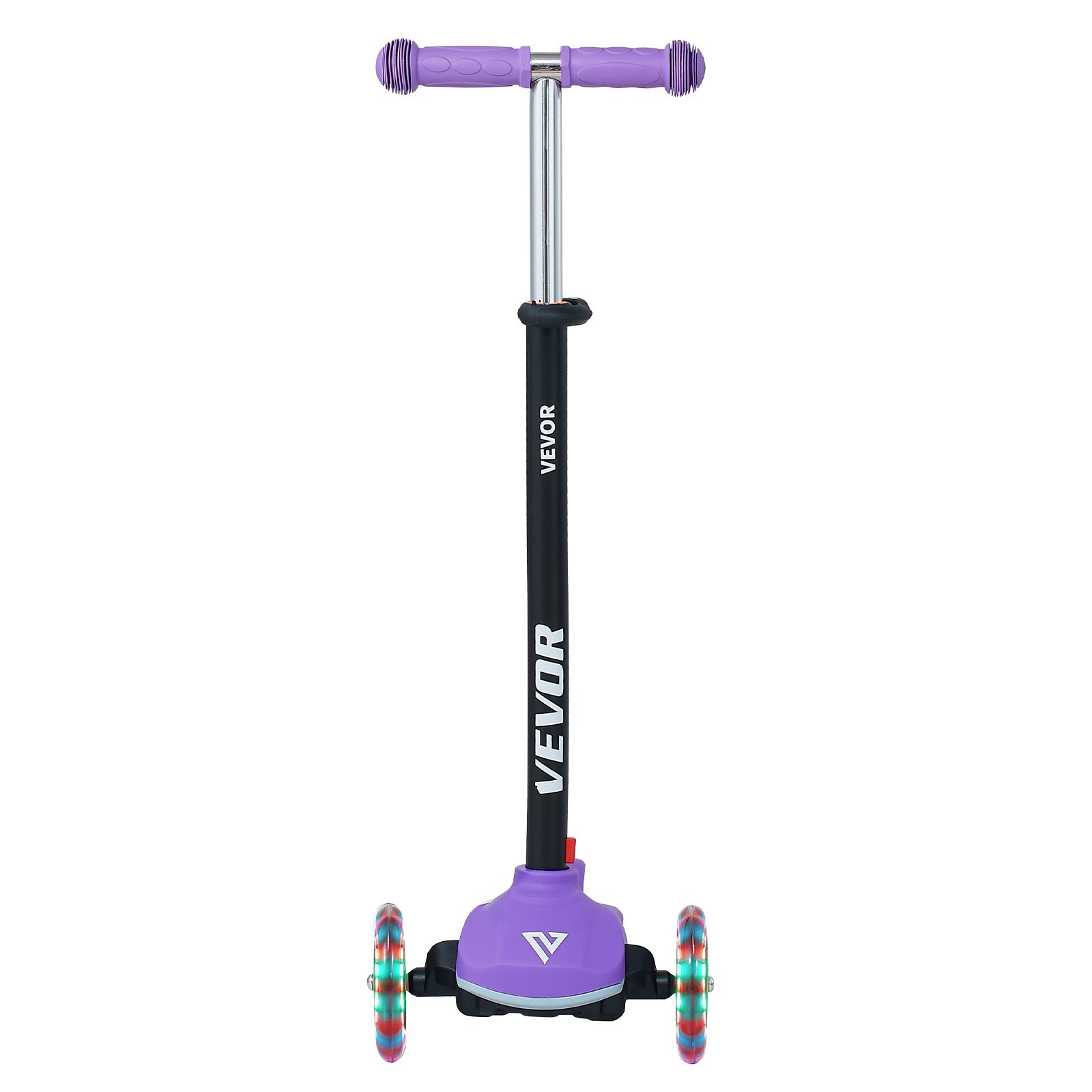 VEVOR Patinete 3 Ruedas, para Niños de 3 Años en Adelante, Ruedas Iluminadas, Manillar de Altura Ajustable, Base Antideslizante y Cuadro de Aluminio Ligero, hasta 75 kg, Morado, 520 x 250 x 800 mm