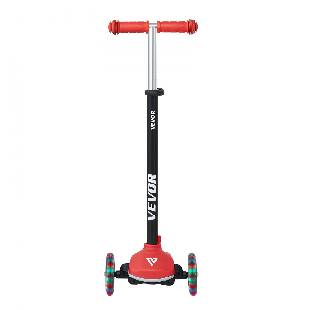 VEVOR Patinete 3 Ruedas, para Niños de 3 Años en Adelante, Ruedas Iluminadas, Manillar de Altura Ajustable, Base Antideslizante y Cuadro de Aluminio Ligero, hasta 75 kg, Rojo, 520 x 250 x 800 mm