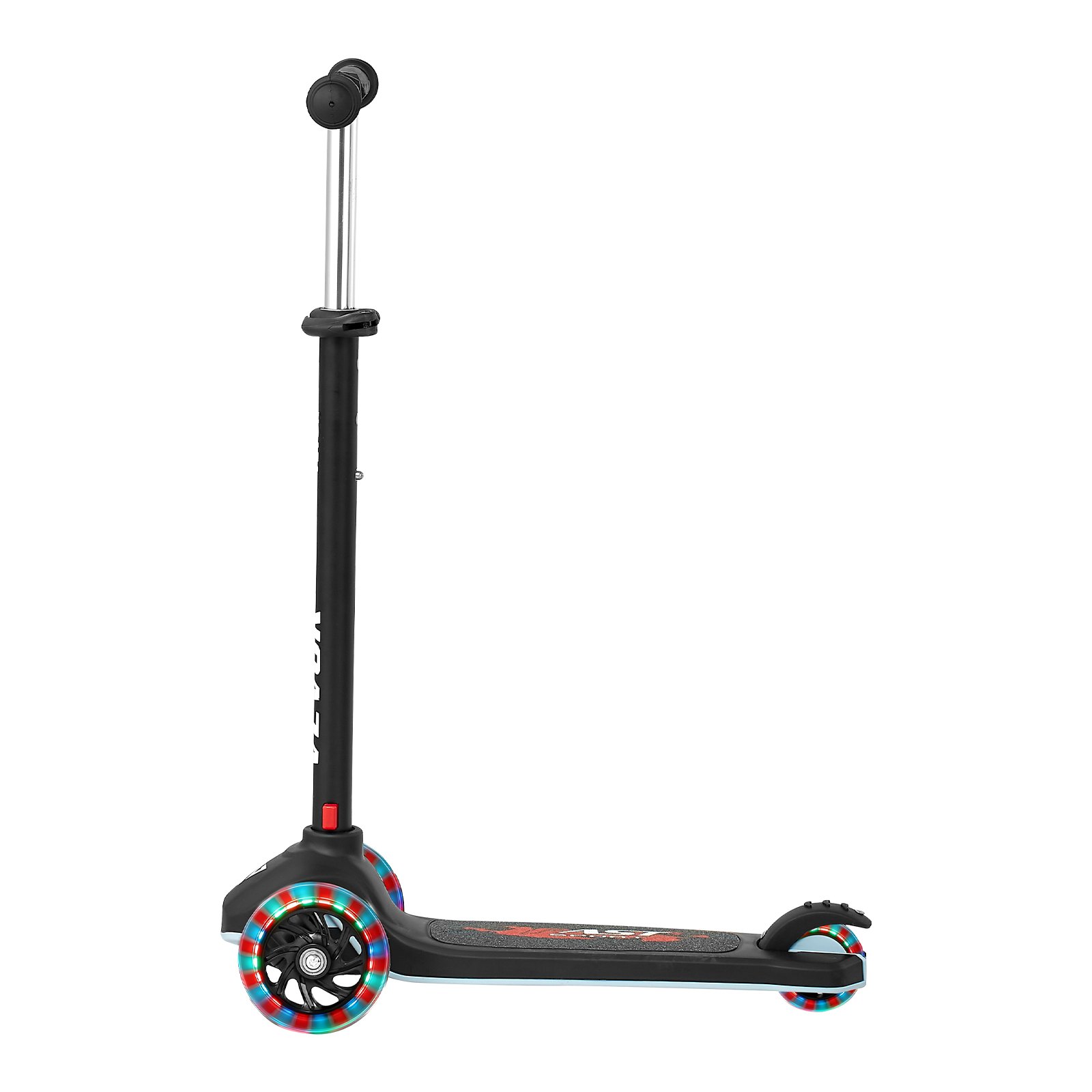VEVOR Patinete 3 Ruedas, para Niños de 3 Años en Adelante, Ruedas Iluminadas, Manillar de Altura Ajustable, Base Antideslizante y Cuadro de Aluminio Ligero, hasta 75 kg, Negro, 520 x 250 x 800 mm