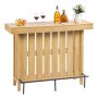 VEVOR Mesa de Bar con Estantes de 3 Niveles, Mesa de Bistró 140 x 39,8 x 105,5 cm, con Estantes de Almacenamiento, Mueble de Bar Capacidad de 81,6 kg, para Hogar, Cocina, Sótano, Sala de Estar