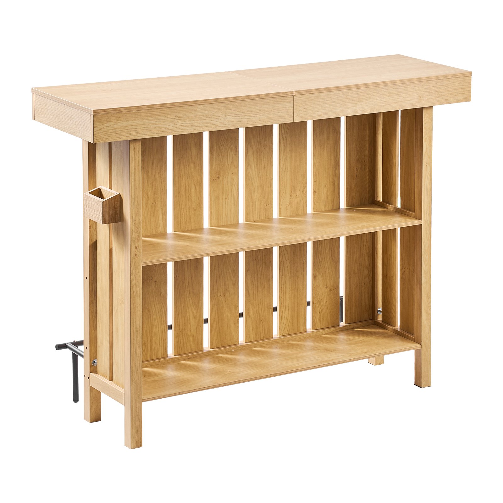 VEVOR Mesa de Bar con Estantes de 3 Niveles, Mesa de Bistró 140 x 39,8 x 105,5 cm, con Estantes de Almacenamiento, Mueble de Bar Capacidad de 81,6 kg, para Hogar, Cocina, Sótano, Sala de Estar