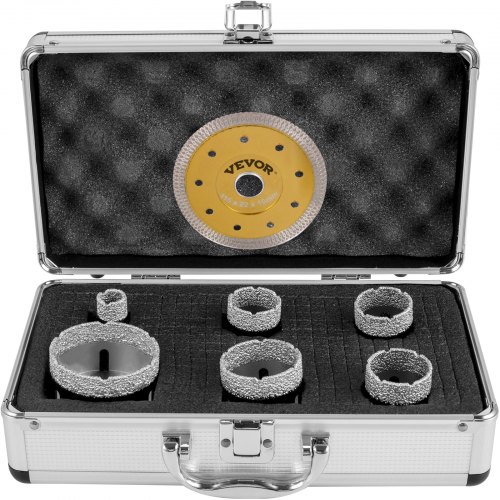 VEVOR Juego de Brocas para Baldosas 6 pcs Diámetro 20/35/38/40/50/68 mm Brocas de Diamante Longitud 60 mm Altura del Segmento 15 mm Juego de Brocas para Perforar Cerámica, Mármol, Mampostería, Granito