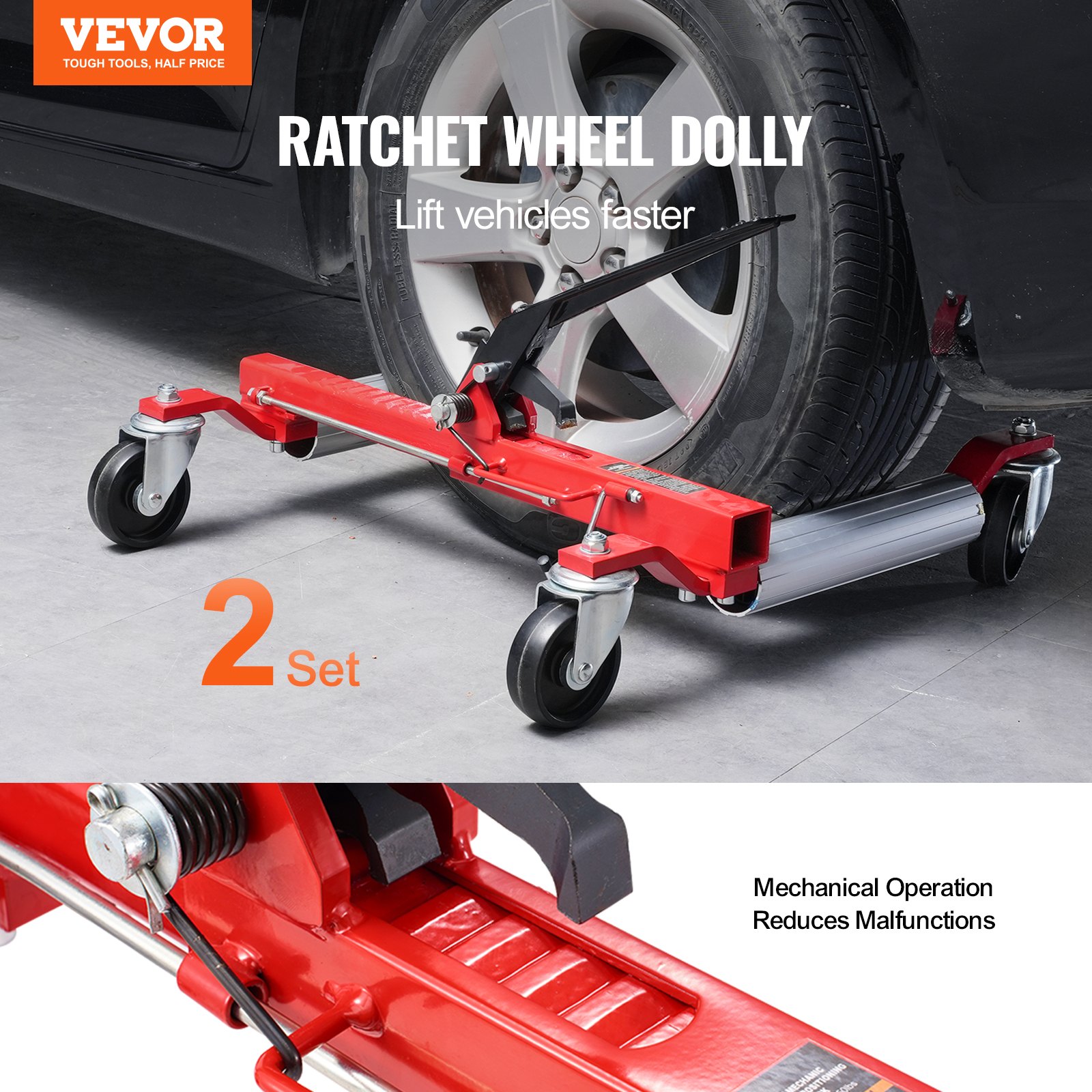VEVOR Plataforma Rodante para Automóvil con Ruedas, Capacidad Máxima de 680,4 kg, Elevador de Neumáticos para Vehículos de Servicio Pesado para Reparación de Vehículos, Automóviles, 2 Piezas