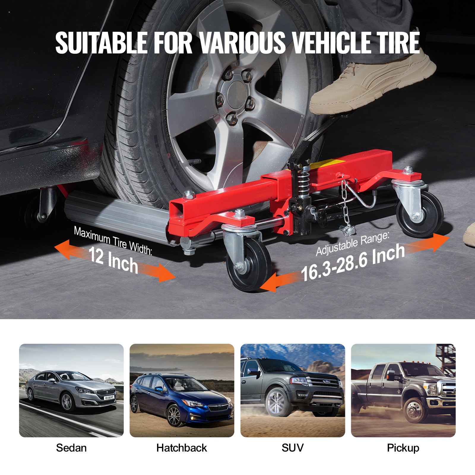 VEVOR Carro de Manipulación de Automóviles Carga de 680 kg 2 Piezas, Carro Hidráulico para Desplazamiento de Automóviles con Ruedas para Posicionamiento de Vehículos, Camiones, Remolques