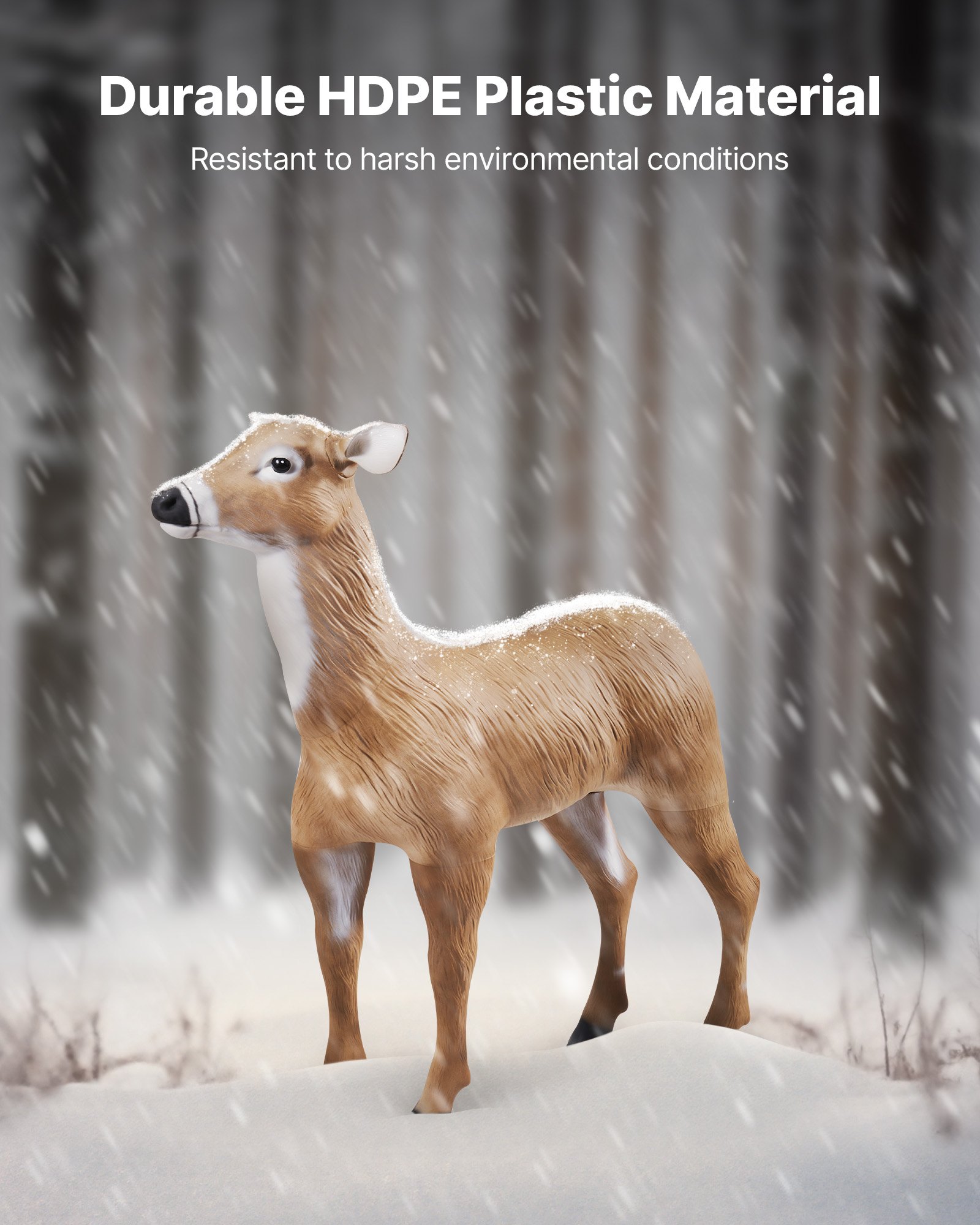 VEVOR Deer Decoy, Outdoor Deer Decoys for Hunting, Realistic Durable HDPE Doe Hunting Decoy, Foldable Legs for Easy to Carry and Use, for Garden Yard Decoration, 1-Pack