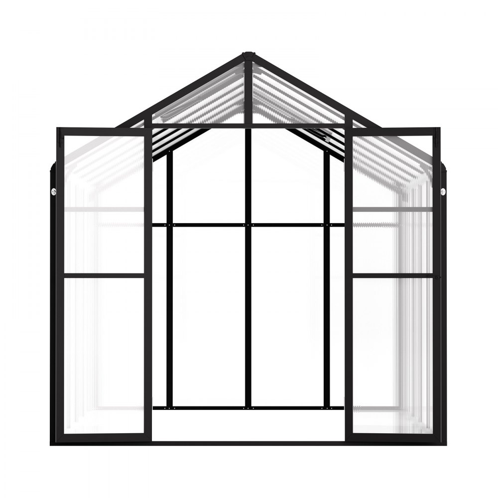 VEVOR Invernadero de Policarbonato de 236 x 346 x 207 cm, Invernadero para Exteriores con 2 Ventanas de Ventilación, Puerta con Bisagras, kit de Invernadero de Aluminio para Jardín y Patio Trasero