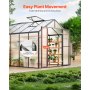 VEVOR Invernadero de Policarbonato de 236 x 346 x 207 cm, Invernadero para Exteriores con 2 Ventanas de Ventilación, Puerta con Bisagras, kit de Invernadero de Aluminio para Jardín y Patio Trasero