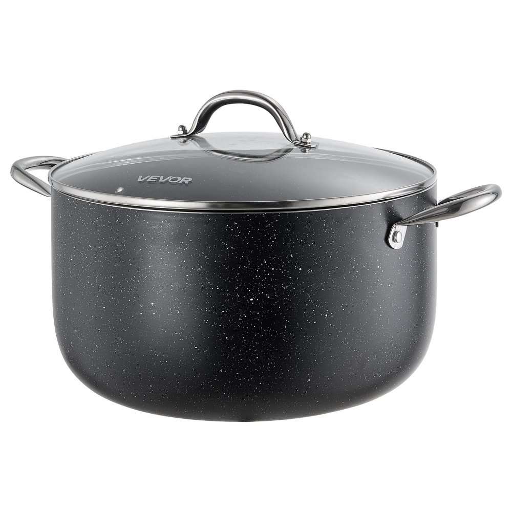 VEVOR Olla de Aleación de Aluminio Capacidad de 11,4 L, Olla con Revestimiento Cerámico, Tapa de Vidrio, Base de 2 Capas y Asas Soldadas Reforzadas, Fácil de Transportar, Ideal para Sopas, Guisos