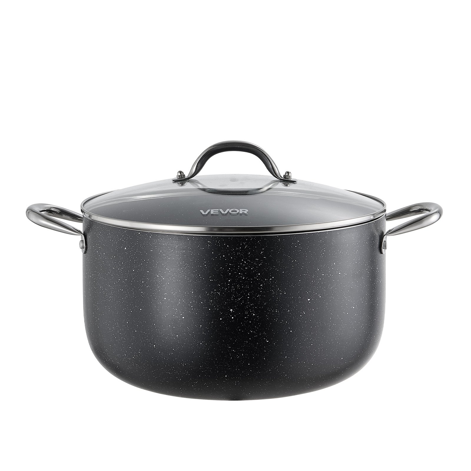 VEVOR Olla de Aleación de Aluminio Capacidad de 11,4 L, Olla con Revestimiento Cerámico, Tapa de Vidrio, Base de 2 Capas y Asas Soldadas Reforzadas, Fácil de Transportar, Ideal para Sopas, Guisos