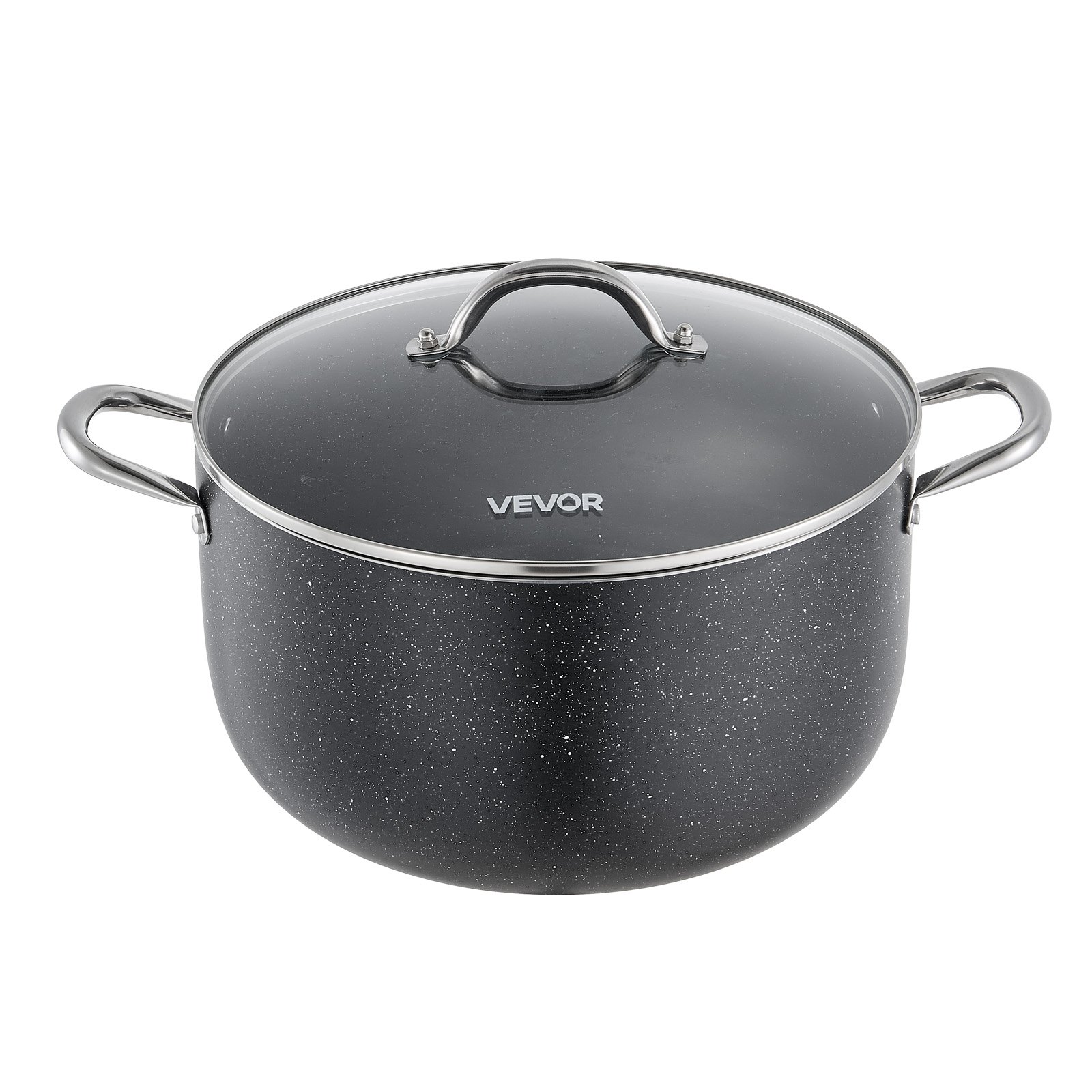 VEVOR Olla de Aleación de Aluminio Capacidad de 11,4 L, Olla con Revestimiento Cerámico, Tapa de Vidrio, Base de 2 Capas y Asas Soldadas Reforzadas, Fácil de Transportar, Ideal para Sopas, Guisos
