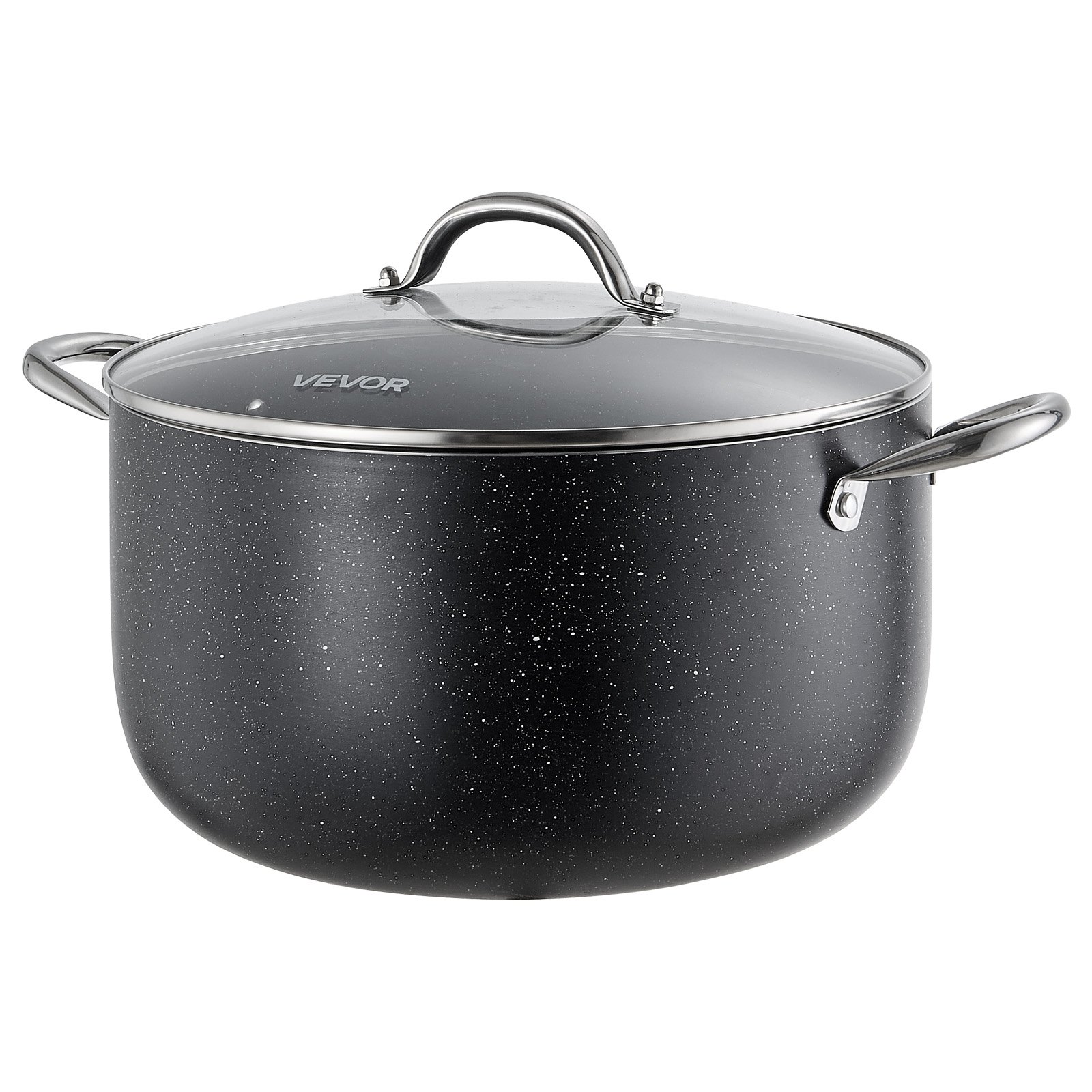 VEVOR Olla de Aleación de Aluminio Capacidad de 11,4 L, Olla con Revestimiento Cerámico, Tapa de Vidrio, Base de 2 Capas y Asas Soldadas Reforzadas, Fácil de Transportar, Ideal para Sopas, Guisos