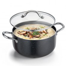 Ofertas VEVOR Olla de Aleación de Aluminio Capacidad de 5,7 L, Olla con Revestimiento Cerámico, Tapa de Vidrio, Base de 2 Capas y Asas Solda