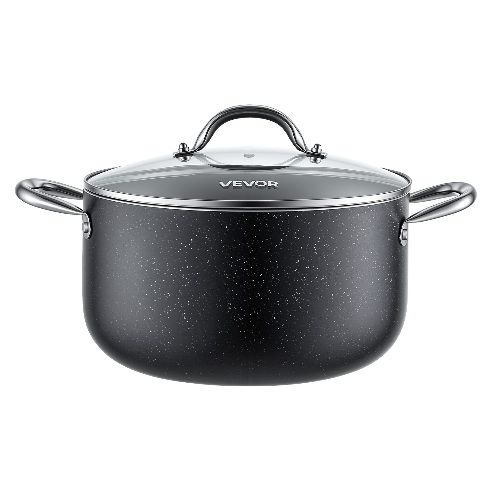 VEVOR Olla de Aleación de Aluminio Capacidad de 5,7 L, Olla con Revestimiento Cerámico, Tapa de Vidrio, Base de 2 Capas y Asas Soldadas Reforzadas, Fácil de Transportar, Ideal para Sopas, Guisos
