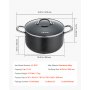 VEVOR Olla de Aleación de Aluminio Capacidad de 7,6 L, Olla con Revestimiento Cerámico, Tapa de Vidrio, Base de 2 Capas y Asas Soldadas Reforzadas, Fácil de Transportar, Ideal para Sopas, Guisos