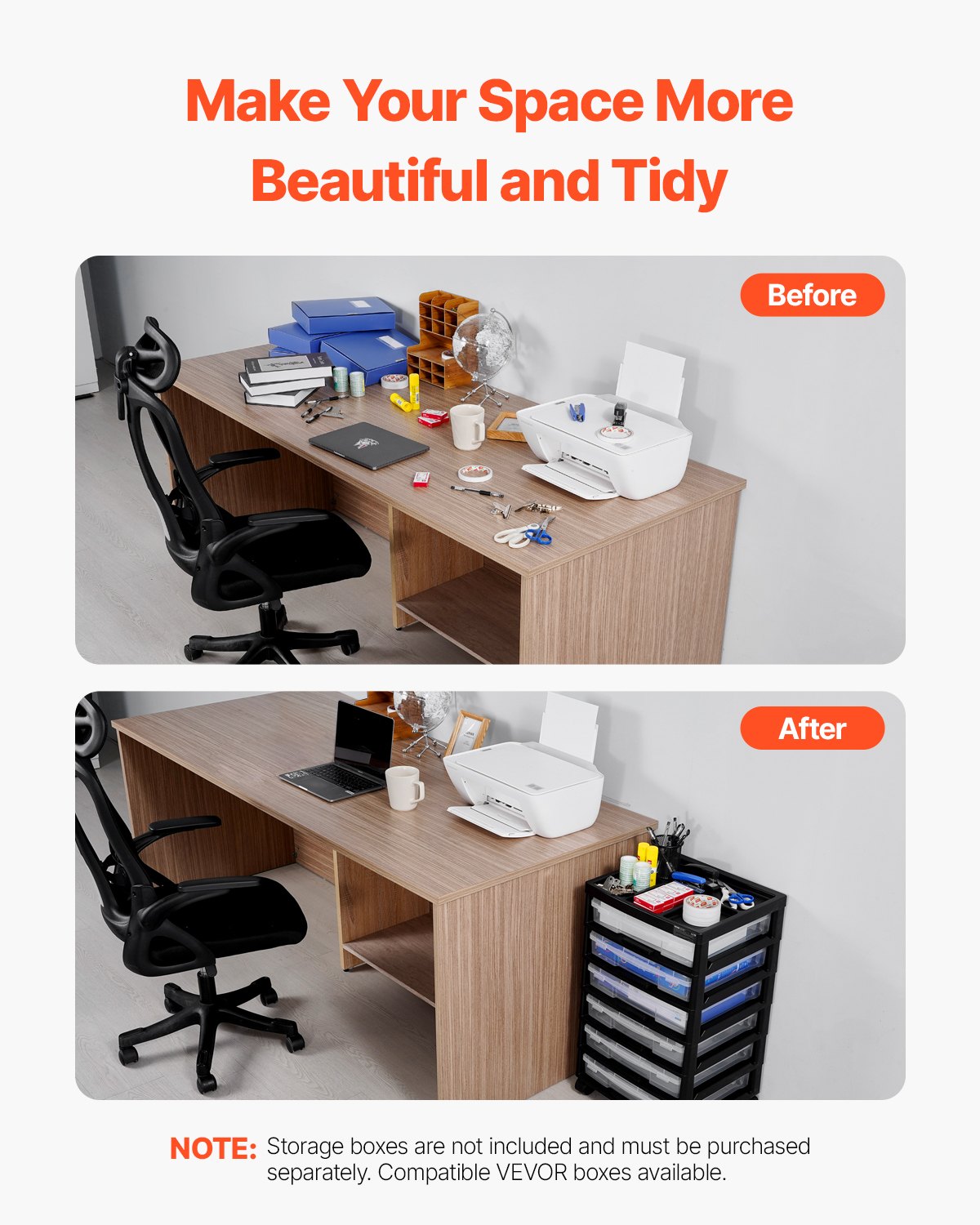 VEVOR Carrito de Almacenamiento con Ruedas para Álbumes de Recortes 6 Niveles con Organizador Superior 4 Ruedas Extraíbles para Suministros de Oficina, Arte, Manualidades, Cajas No Incluidas