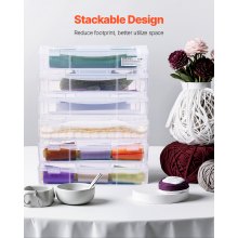 VEVOR Cajas de Plástico Apilables para Guardar Papel de Álbum de Recortes 6 PCS