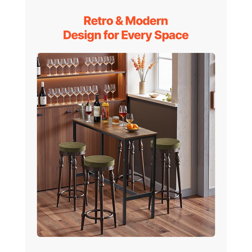 VEVOR Mesa Alta de Bar con Estructura de Metal Resistente Mesa de Comedor Estrecha y Larga para Cocina Mostrador de Cócteles Fácil de Montar 99 x 40,6 x 90,2 cm para Fiestas en Sala de Estar