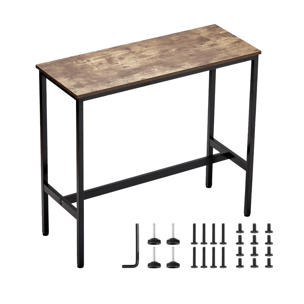 VEVOR Mesa Alta de Bar con Estructura de Metal Resistente Mesa de Comedor Estrecha y Larga para Cocina Mostrador de Cócteles Fácil de Montar 99 x 40,6 x 90,2 cm para Fiestas en Sala de Estar
