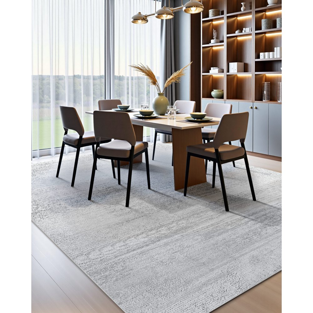 VEVOR Living Room Rug, 3048x4267 mm, Short Pile, Washable Rug, Non-Slip Floor Mat, Modern Area Rug, for Bedroom, Office, Living Room, Children's Room, Entrance Area, Grey
