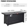 VEVOR Mesa para hoguera de gas propano para exteriores de 54" 50000 BTU con tablero de vidrio y tapa