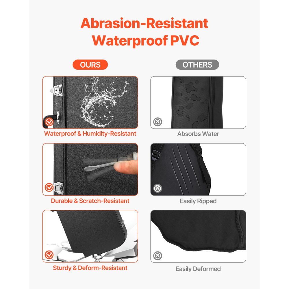 VEVOR Estuche Rígido Rectangular con Acolchado de PVC para Guitarra Eléctrica 1095mm / 43.11 in