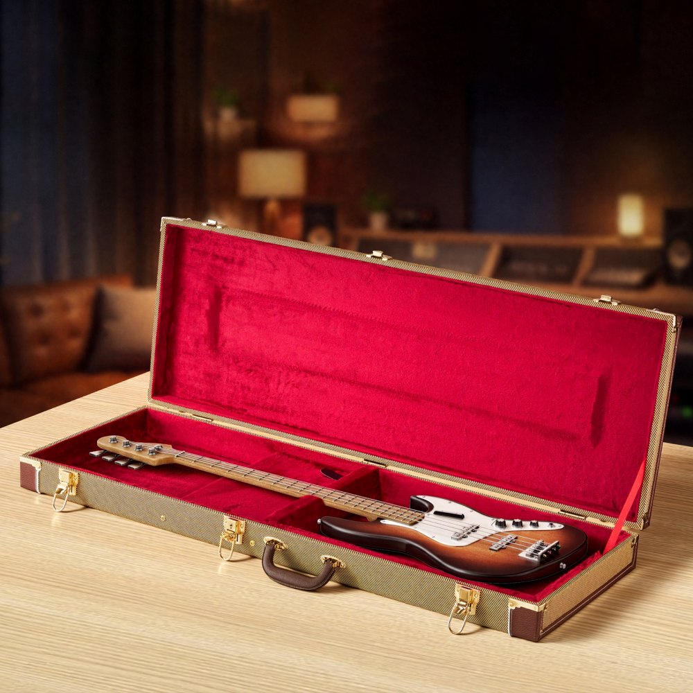VEVOR Estuche Rígido para Guitarra Eléctrica de 39 pulgadas 99,1 cm Dorado, Rectangular, Para Guitarras ST/Tele, Con Cerradura, Acolchado, Llave, Compartimento para Accesorios, Resistente al Desgaste