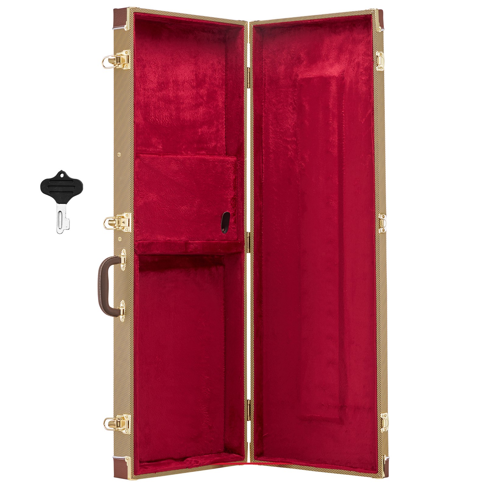 VEVOR Estuche Rígido para Guitarra Eléctrica de 39 pulgadas 99,1 cm Dorado, Rectangular, Para Guitarras ST/Tele, Con Cerradura, Acolchado, Llave, Compartimento para Accesorios, Resistente al Desgaste