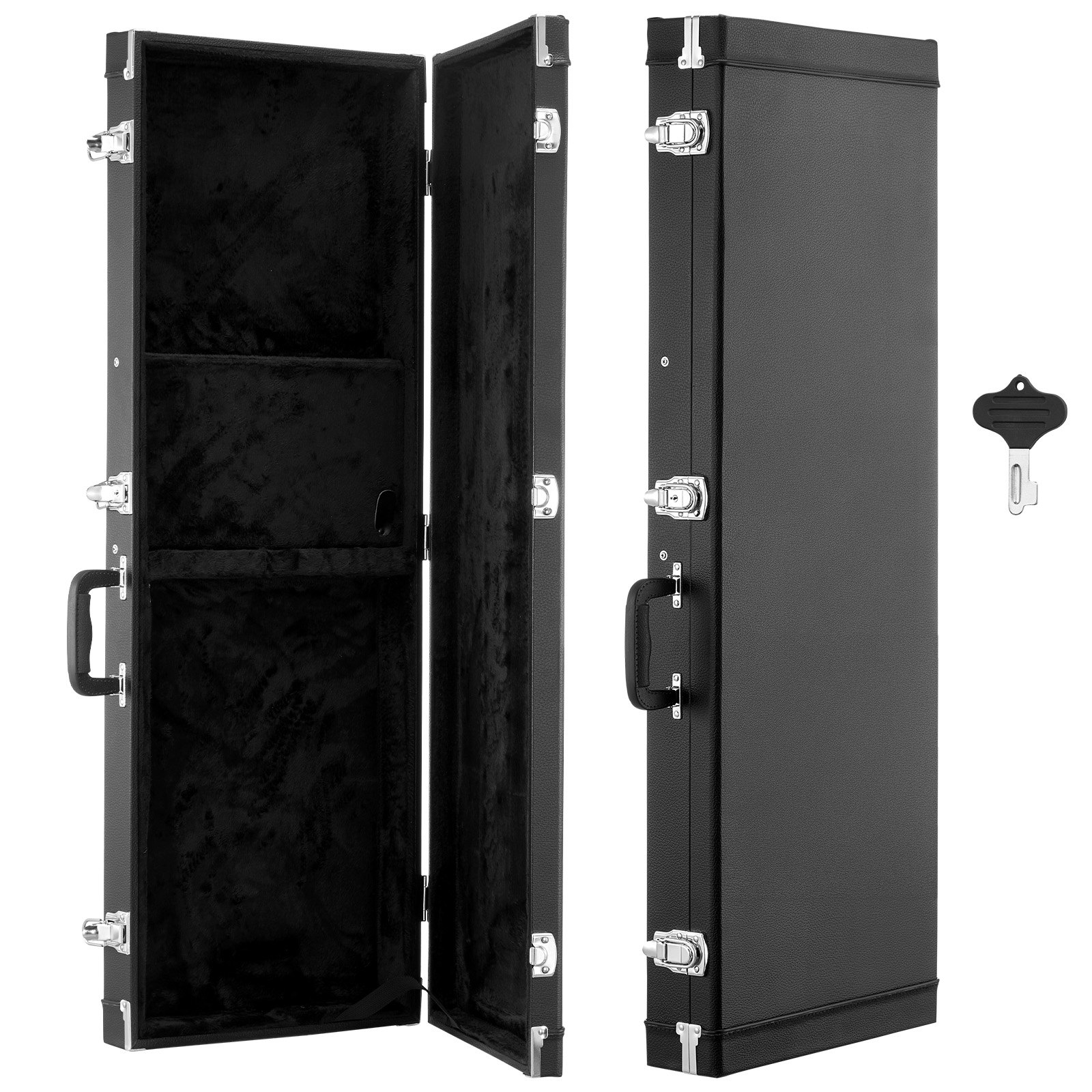 VEVOR Estuche Rígido para Guitarra Eléctrica de 39 pulgadas 99,1 cm Negro, Rectangular, Para Guitarras ST/Tele, Con Cerradura, Acolchado, Llave, Compartimento para Accesorios, Resistente al Desgaste