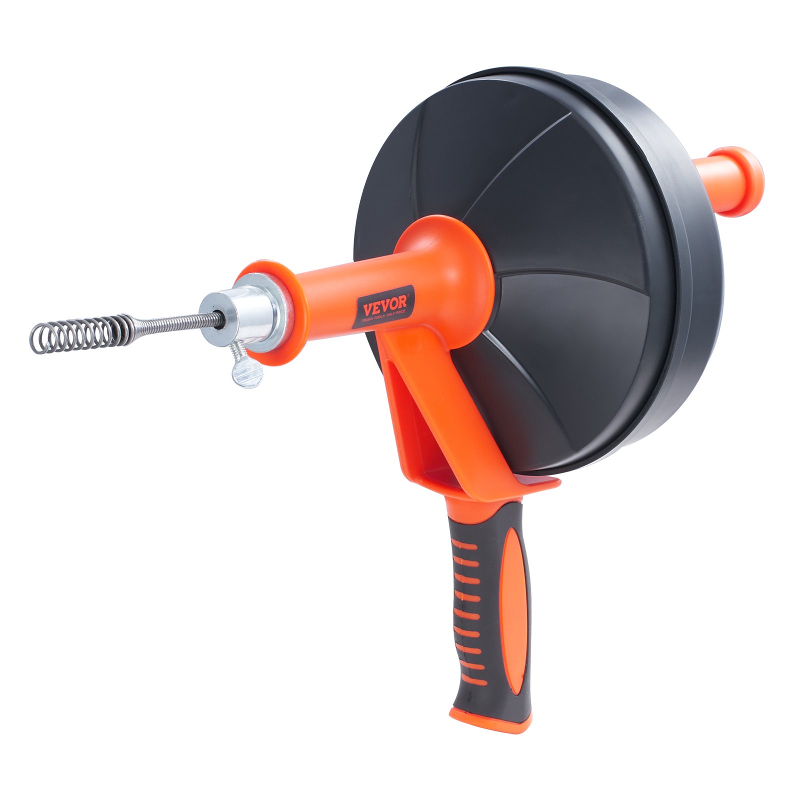 VEVOR Espiral de Limpieza de Tuberías 0,6x762 cm Serpiente de Fontanería con Accesorio de Perforación Desatascador de Desagües con Manguera Protectora y Guantes para Desatascar Inodoros, Cocina, Baño