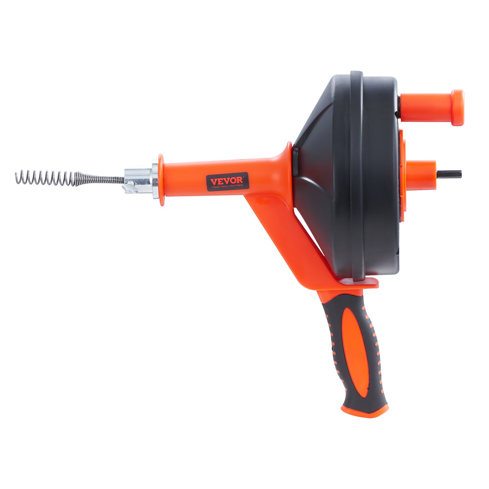 VEVOR Espiral de Limpieza de Tuberías 0,6x762 cm Serpiente de Fontanería con Accesorio de Perforación Desatascador de Desagües con Manguera Protectora y Guantes para Desatascar Inodoros, Cocina, Baño