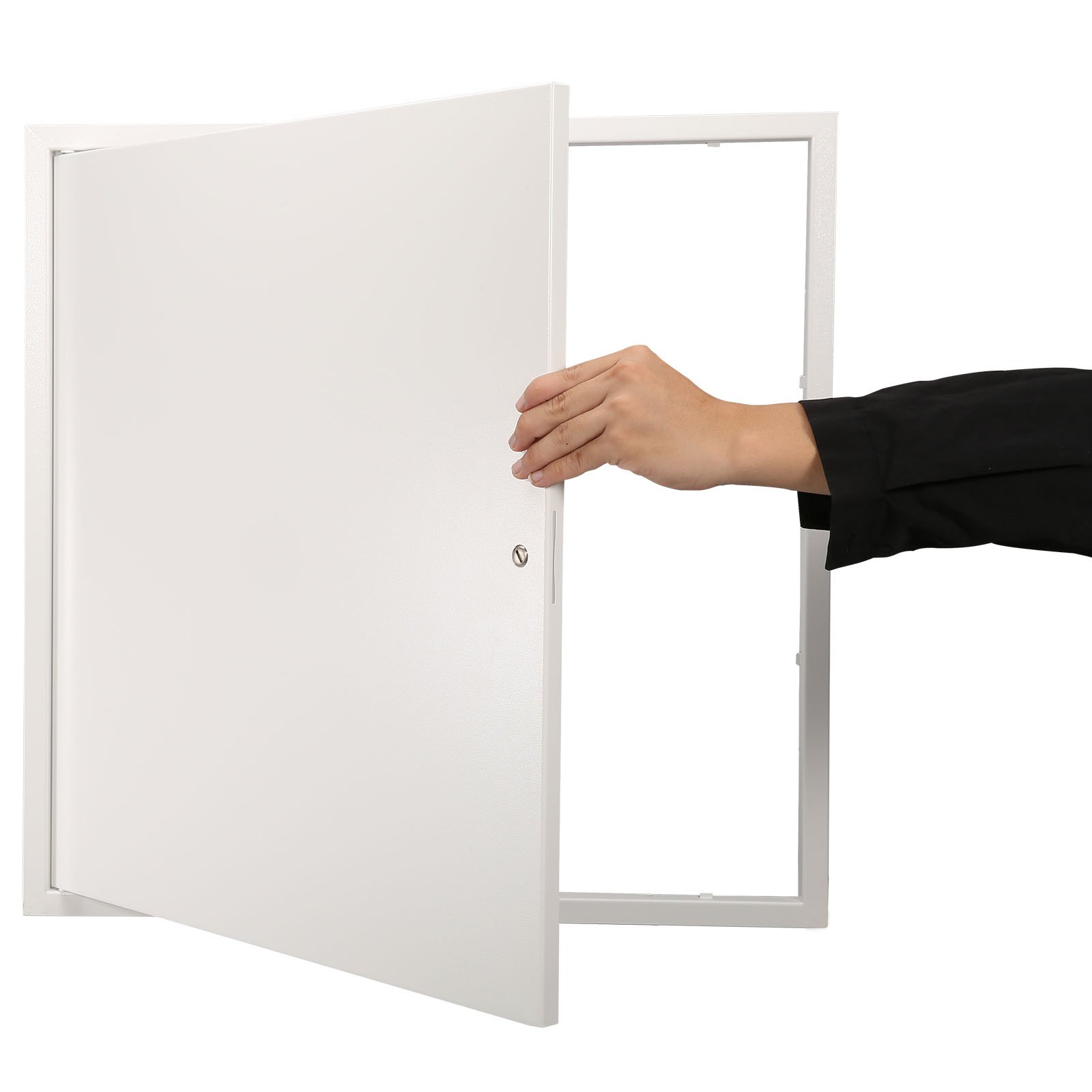 VEVOR Puerta de Acceso de Acero Galvanizado Puerta de Inspección Apertura 411x411 mm a 165° Fácil de Pintar Superficie Mantenimiento Panel de Acceso con Cerradura para Cubierta de Conducto Suelo