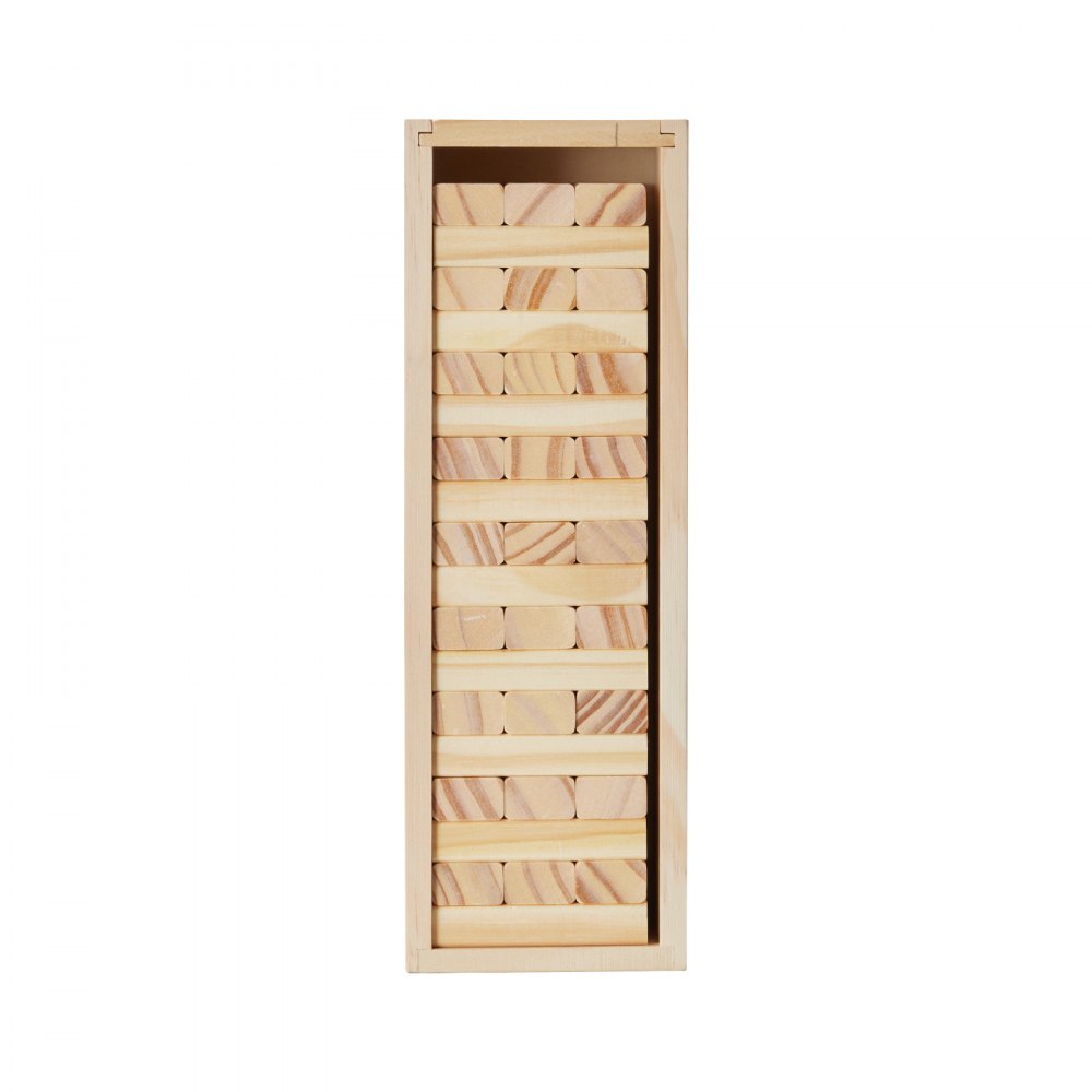 VEVOR Juego de Torre de Madera de Pino 75 x 25 x 15 mm con 54 Bloques, Altura de Apilamiento Estándar de 27 cm Juego de Apilamiento de Madera para 1 o Más Jugadores, Juego Familiar de Torre de Madera