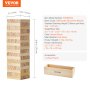 VEVOR Juego de Torre de Madera de Pino con 54 Bloques, Cajón de Almacenamiento, Altura de Apilamiento Estándar de 27 cm, Juego Familiar de Apilamiento de Madera para Interiores y Exteriores