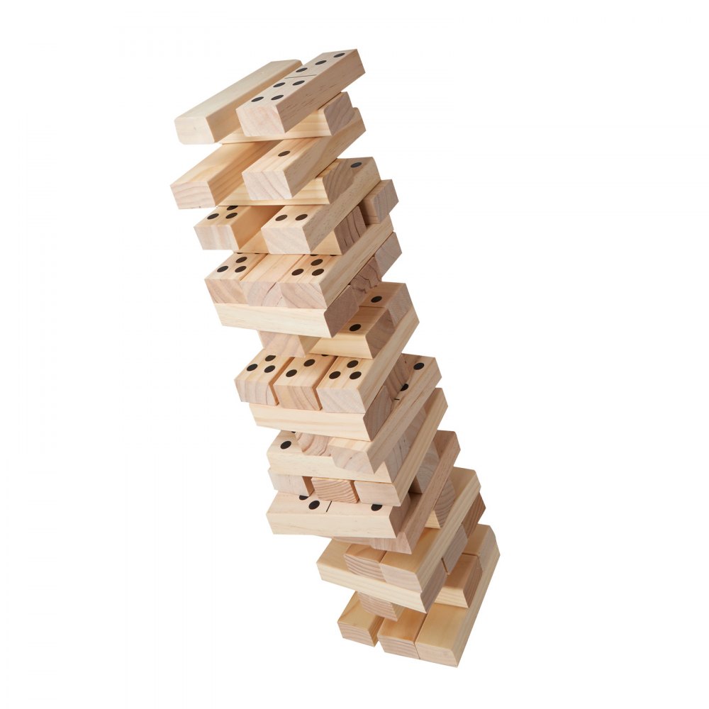 VEVOR Tumbling Tower with 54 Blocks, Scoreboard & Carrying Bag, Pine Wood Tumbling Tower, Wooden Tower Height up to 54 cm, Wooden Stacking Game, Tumbling Tower Family Game for Indoor/Outdoor Parties