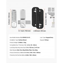 VEVOR Cerradura de Combinación Mecánica de Puerta con Perilla Giratoria, Plata