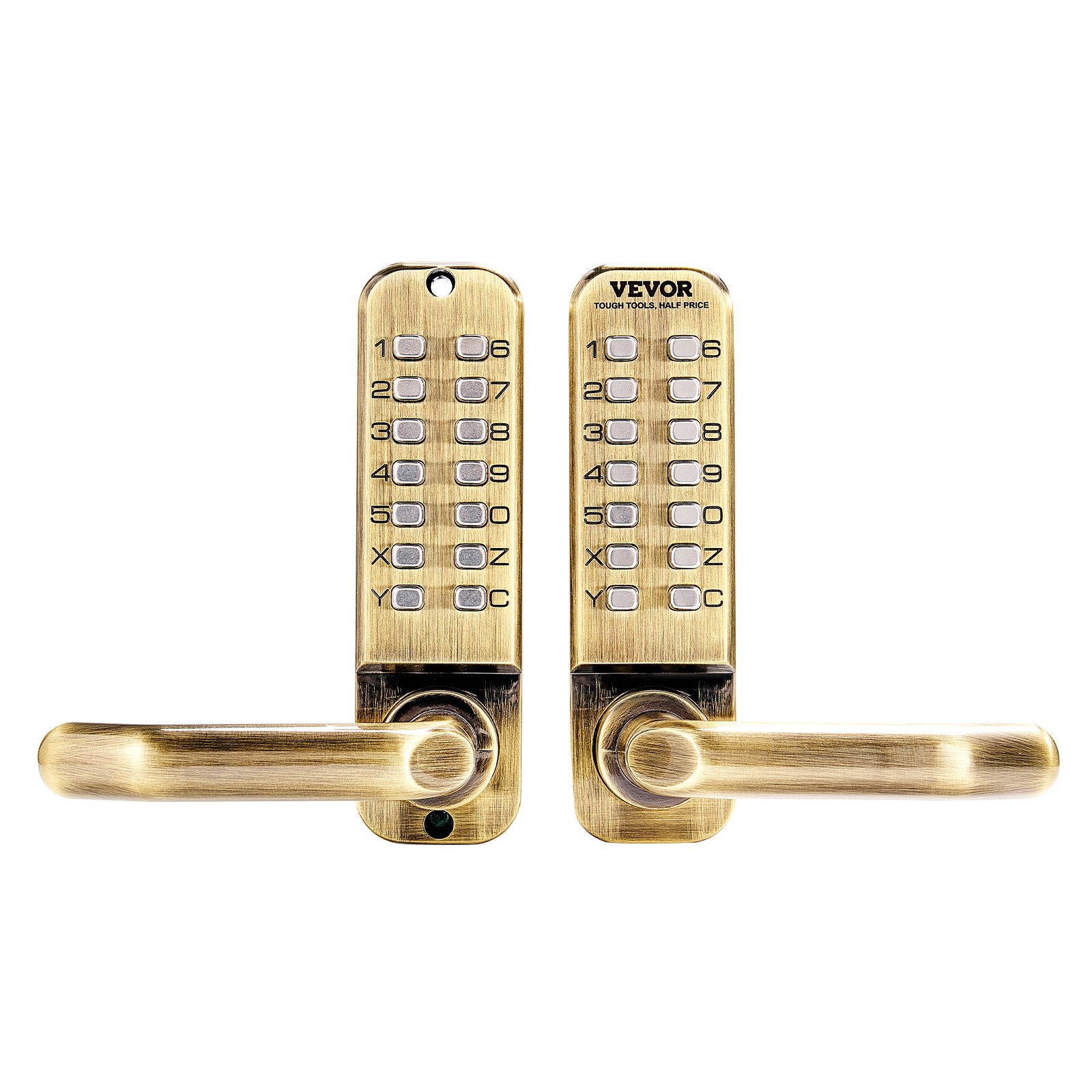 VEVOR Cerradura de Combinación Mecánica con Teclado de Doble Cara 14 Teclas, Cerradura de Puerta sin Llave con Manija, Bloqueo de Código para Puertas de 35 a 65 mm de Grosor para Oficina, Patio