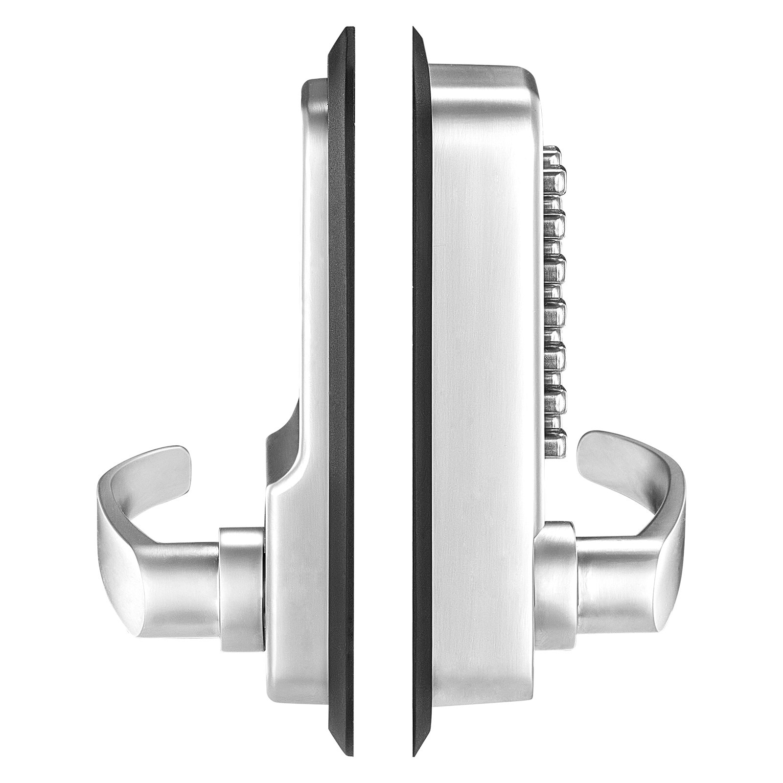VEVOR Cerradura de Combinación Mecánica con Teclado de Una Cara 14 Teclas, Cerradura de Puerta sin Llave con Manija Adecuado para Puertas de 35 a 65 mm de Grosor para Oficina, Patio, Plateado