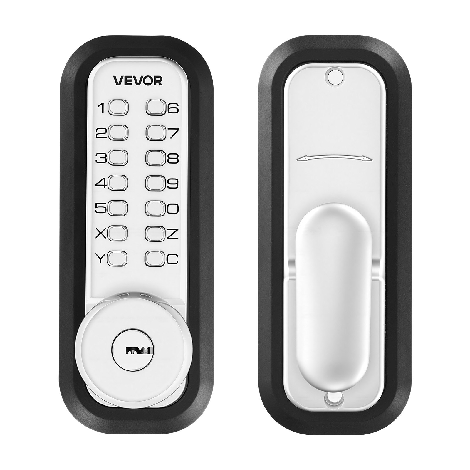 VEVOR Cerradura de Código Mecánica con Teclado, 4 a 7 Dígitos sin Llaves, Aleación de Zinc, Cerradura de Combinación con Bloqueo Automático para Puertas 35 a 65 mm, Entrada, Garaje, Jardín, Exterior