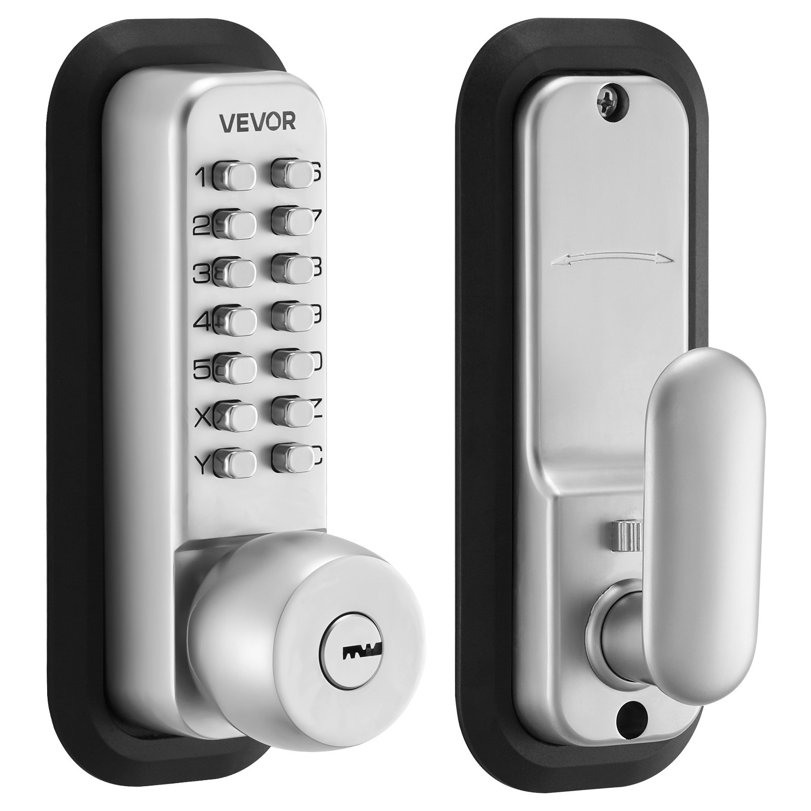 VEVOR Cerradura de Código Mecánica con Teclado, 4 a 7 Dígitos sin Llaves, Aleación de Zinc, Cerradura de Combinación con Bloqueo Automático para Puertas 35 a 65 mm, Entrada, Garaje, Jardín, Exterior