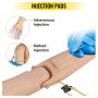 Se muestra un brazo de maniquí de enfermería VEVOR con almohadillas para inyección intravenosa y deltoides.