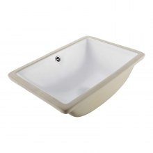 VEVOR Lavabo Bajo Encimera de Cerámica Rectangular, con Rebosadero, Fregadero de Cocina Moderno para Espacios Pequeños, Resistente a las Manchas y el Amarilleo, Color Blanco, 460 x 330 x 185 mm