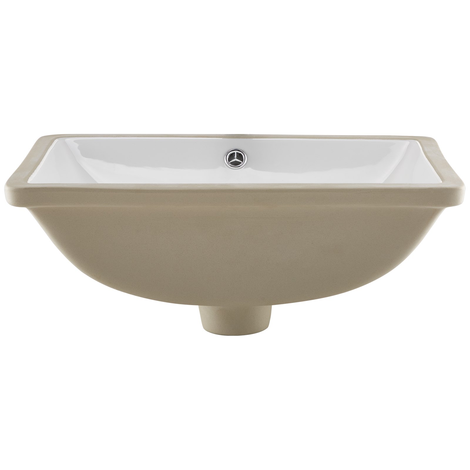 VEVOR Lavabo Bajo Encimera de Cerámica Rectangular, con Rebosadero, Fregadero de Cocina Moderno Bajo Encimera para Espacios Pequeños, Orificio de Desbordamiento, Color Blanco, 515 x 385 x 190 mm