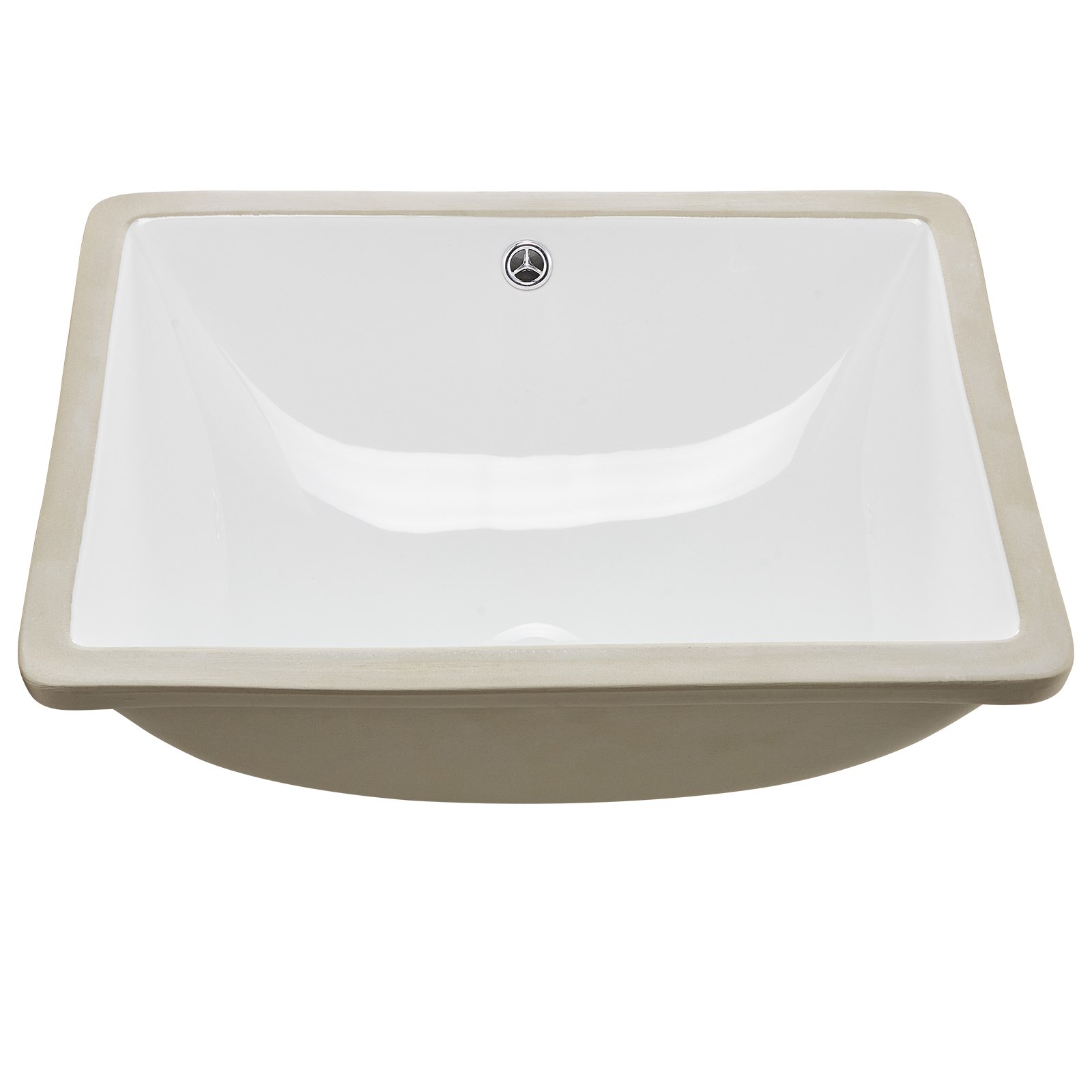 VEVOR Lavabo Bajo Encimera de Cerámica Rectangular, con Rebosadero, Fregadero de Cocina Moderno Bajo Encimera para Espacios Pequeños, Orificio de Desbordamiento, Color Blanco, 515 x 385 x 190 mm