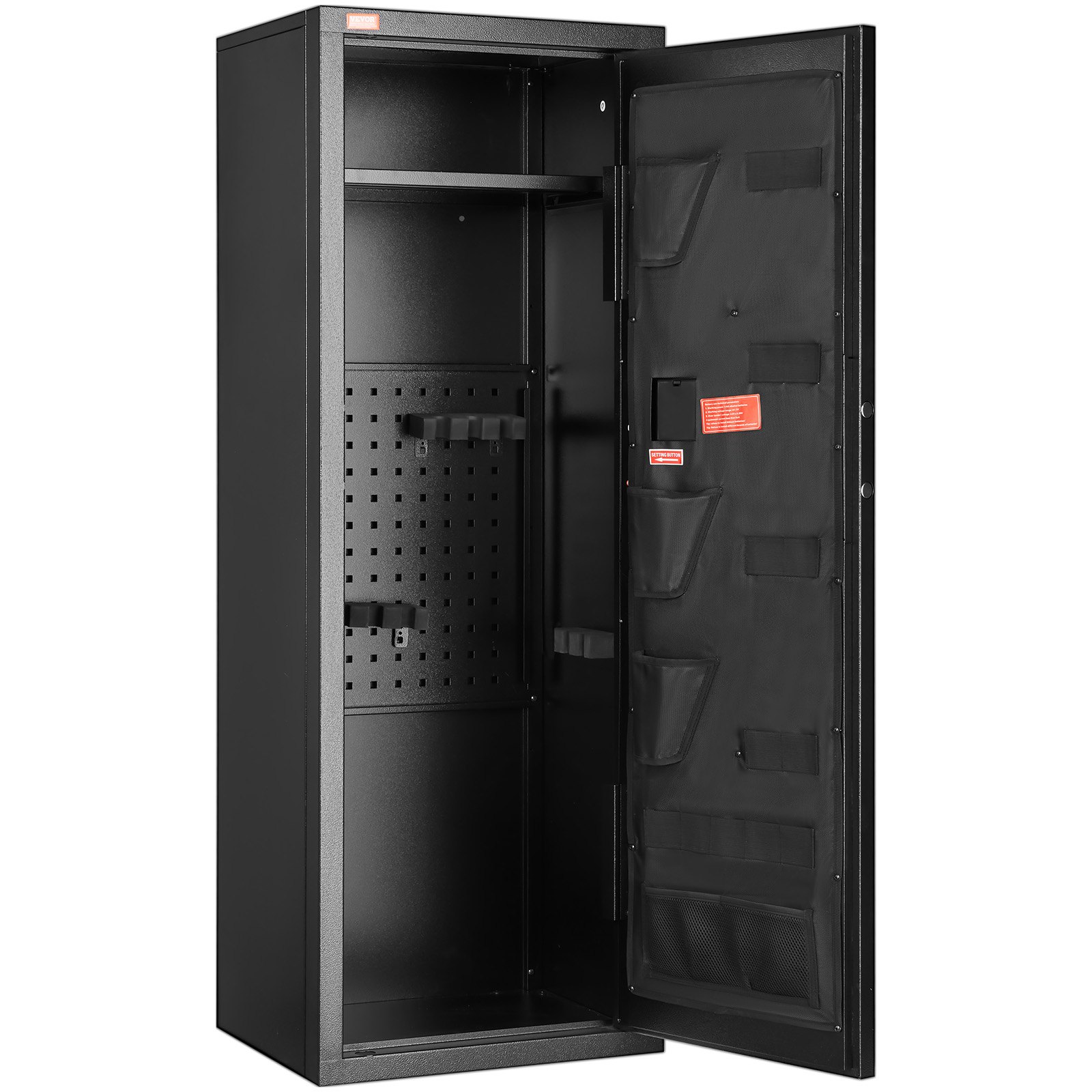 VEVOR Caja Fuerte para 8-10 Rifles con Cerradura y Teclado Digital Gabinete de Almacenamiento para Armas de Acceso Rápido con Estante Extraíble para Rifles y Escopetas para Hogar (Requiere Ensamblaje)