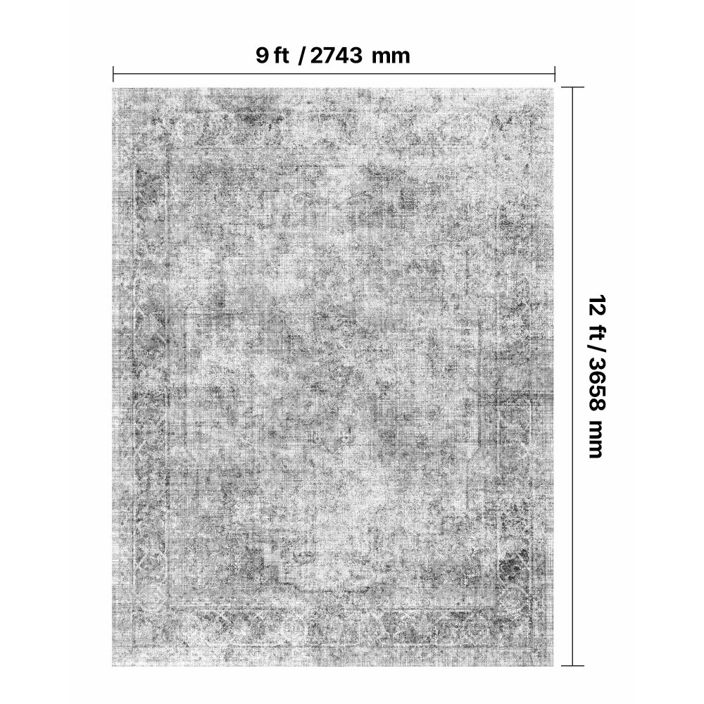 VEVOR Alfombra Suave de 2,7 x 3,7 m Alfombra de Área Pelo Corto Antideslizante Resistente al Desgarro Elegante Ideal para Dormitorio, Oficina, Sala de Estar, Habitación Infantil, Entrada, Gris