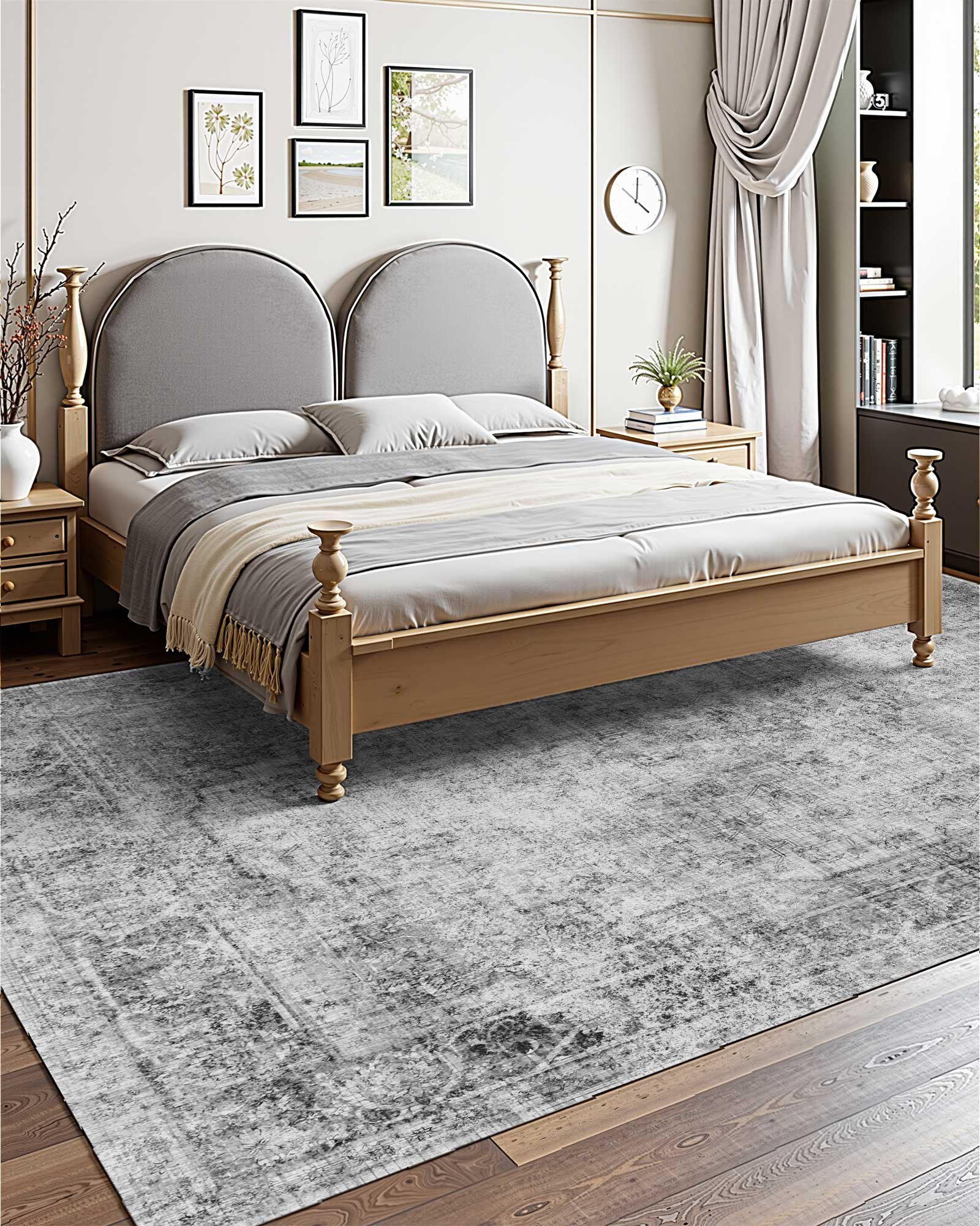 VEVOR Alfombra Suave de 2,7 x 3,7 m Alfombra de Área Pelo Corto Antideslizante Resistente al Desgarro Elegante Ideal para Dormitorio, Oficina, Sala de Estar, Habitación Infantil, Entrada, Gris