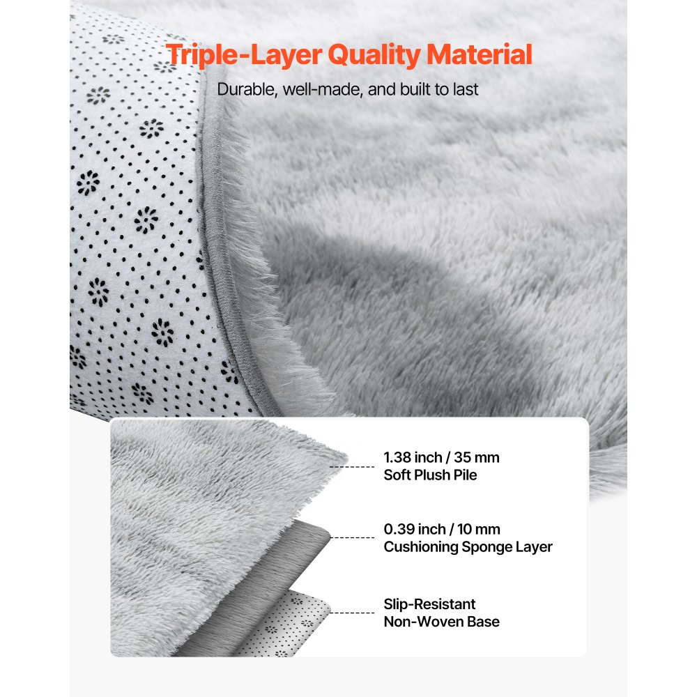 VEVOR Alfombra de Pelo Largo Rectangular, 2743 x 3658 mm, Mullida, de Triple Capa, 35 mm Altura, Ideal para Salones Grandes, Cine en Casa y Zonas de Estar, Suave y sin Pelusa, Fácil de Limpiar