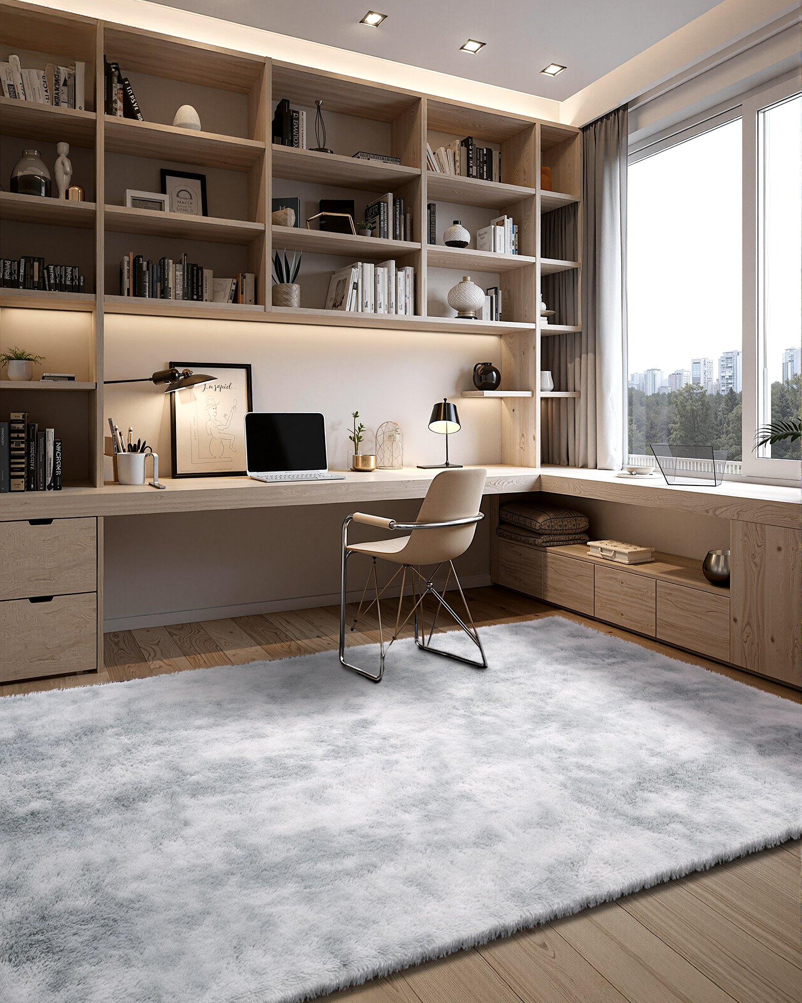 VEVOR Alfombra de Pelo Largo Rectangular, 2743 x 3658 mm, Mullida, de Triple Capa, 35 mm Altura, Ideal para Salones Grandes, Cine en Casa y Zonas de Estar, Suave y sin Pelusa, Fácil de Limpiar